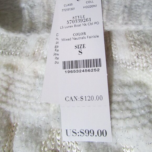 White House Black Market Fairisle Lurex Sweater - Picture 8 of 12